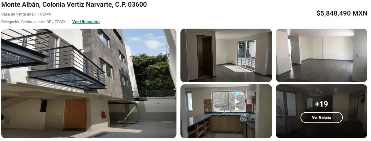 Ejemplo de anuncio de venta de casa