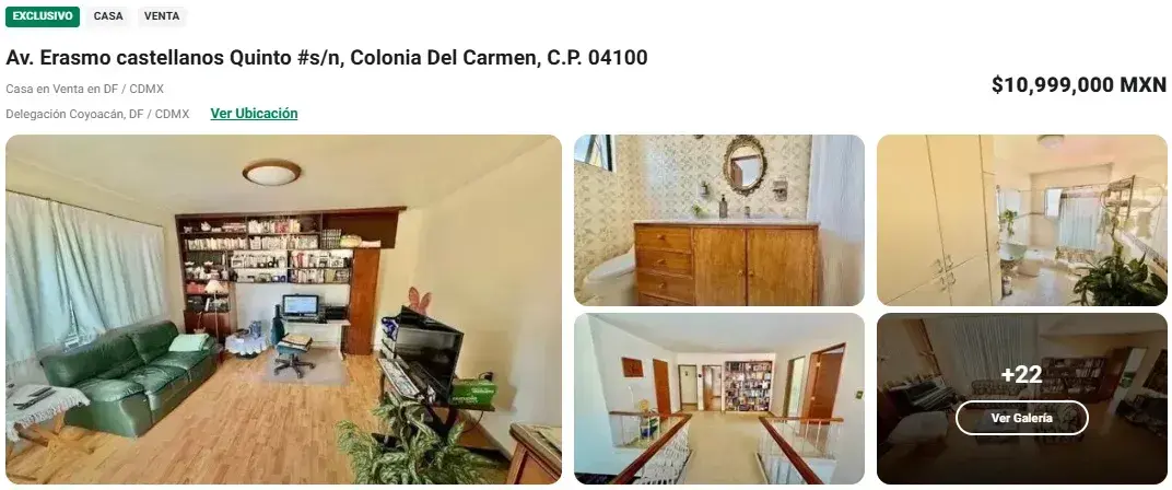 Ejemplo de anuncio de venta de casa