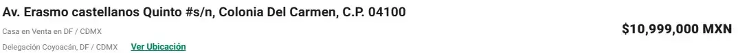 Ejemplo de anuncio de venta de casa