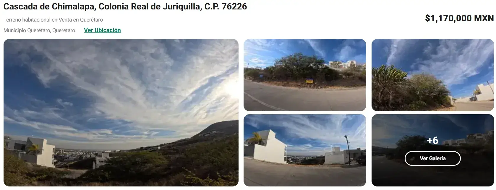 Ejemplo de anuncio de venta de terreno