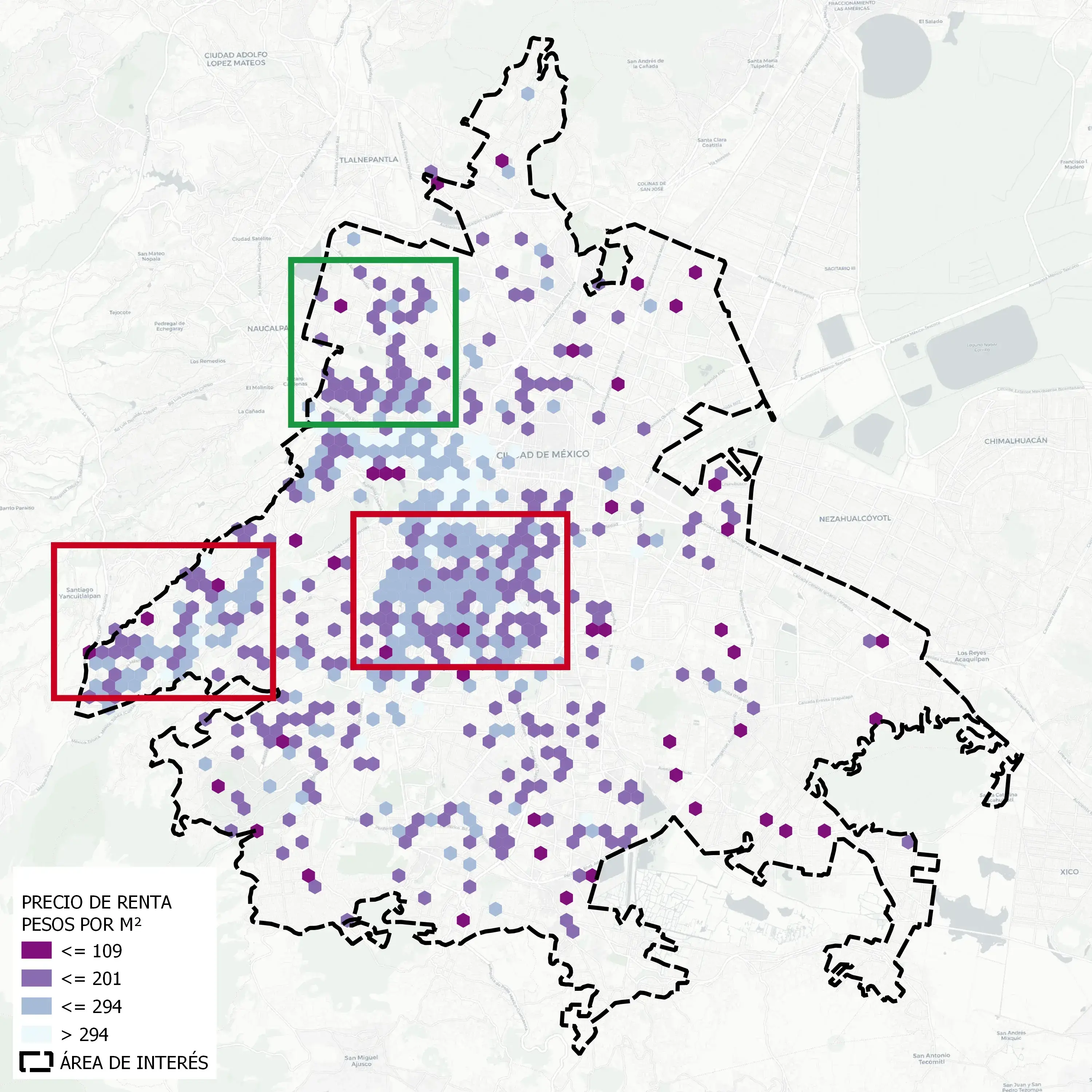Estudio del mercado inmobiliario: Mapa de patrones de precios de renta por metro cuadrado CDMX