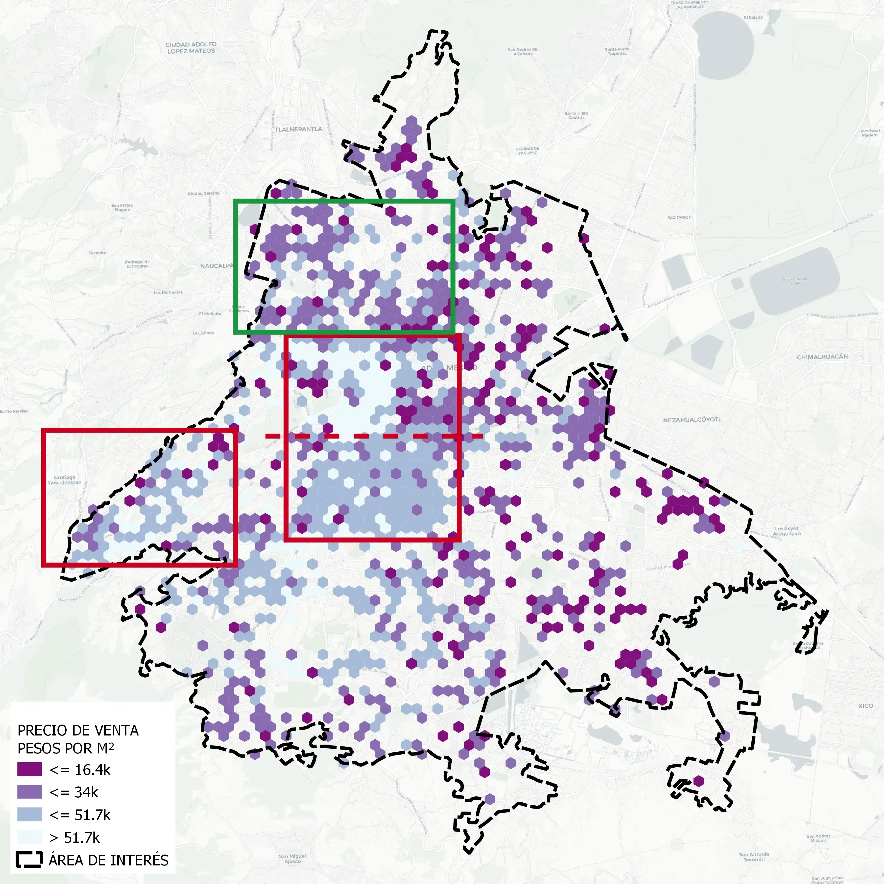Estudio del mercado inmobiliario: Mapa de patrones de precios de venta por metro cuadrado CDMX